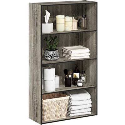 Furinno Pasir Etagère Ouverte à 4 Niveaux, Chêne Français - Publicité Furinno Pasir Etagère Ouverte à 4 Niveaux, Chêne Français - Publicité