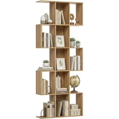 HOMCOM Bibliothèque à 5 Niveaux, étagère de Rangement en Forme S avec 15 Compartiments Ouverts, Style Moderne, Meuble de Rangement étroit pour Salon, Bureau, Petit Espace, 80 x 24 x 200 cm, chêne - Publicité HOMCOM Bibliothèque à 5 Niveaux, étagère de Rangement en Forme S avec 15 Compartiments Ouverts, Style Moderne, Meuble de Rangement étroit pour Salon, Bureau, Petit Espace, 80 x 24 x 200 cm, chêne - Publicité
