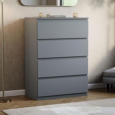 Vida Designs - Denver 4 Drawer Chest - Gris - Publicité Vida Designs - Denver 4 Drawer Chest - Gris - Publicité