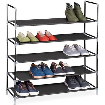 Relaxdays 10019128 Étagère à chaussures meuble souliers bottes étages niveaux 5 niveaux jusqu'à 25 paires maximum environ Dimensions HLP 90,5 x 87 x 29,5 cm, noir - Publicité Relaxdays 10019128 Étagère à chaussures meuble souliers bottes étages niveaux 5 niveaux jusqu'à 25 paires maximum environ Dimensions HLP 90,5 x 87 x 29,5 cm, noir - Publicité