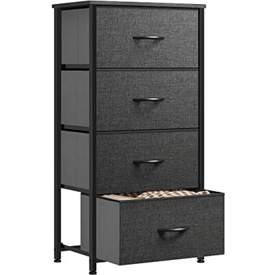 YITAHOME Commode pour Chambre à Coucher, Commode à 4 Tiroirs en Tissu Meuble de Rangement avec Dessus en Bois et Grand Espace de Rangement Chambre à Coucher, Salon, Chambre d'enfant, Gris Noir - Publicité YITAHOME Commode pour Chambre à Coucher, Commode à 4 Tiroirs en Tissu Meuble de Rangement avec Dessus en Bois et Grand Espace de Rangement Chambre à Coucher, Salon, Chambre d'enfant, Gris Noir - Publicité