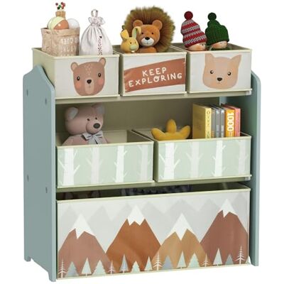 ZONEKIZ Meuble Rangement Enfant, Rangement Jouet Enfant, 6 boîtes Amovibles en Tissu Non tissé, bibliothèque, Organisateur de Jouets pour Salle de Jeu, garderie, école, 63 x 30 x 66 cm, Vert - Publicité ZONEKIZ Meuble Rangement Enfant, Rangement Jouet Enfant, 6 boîtes Amovibles en Tissu Non tissé, bibliothèque, Organisateur de Jouets pour Salle de Jeu, garderie, école, 63 x 30 x 66 cm, Vert - Publicité