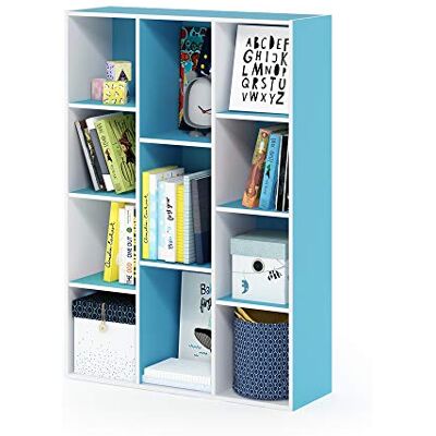 Furinno 11 Cube Bibliothèque Réversible Ouverte, Clair, Bleu Blanc, One Size - Publicité Furinno 11 Cube Bibliothèque Réversible Ouverte, Clair, Bleu Blanc, One Size - Publicité