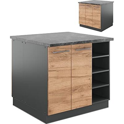 Vicco Îlot de Cuisine Fame-Line, Chêne doré/Anthracite, 90cm sans PT, adapté à l’Extension avec des modules complémentaires compatibles - Publicité Vicco Îlot de Cuisine Fame-Line, Chêne doré/Anthracite, 90cm sans PT, adapté à l’Extension avec des modules complémentaires compatibles - Publicité
