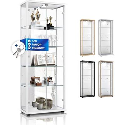 K-Möbel Meuble Vitrine Salle a Manger 2-Portes (176x67x33cm) Fabriqué en Allemagne Armoires vitrées de présentation Blanc avec 4 étagères en Verre réglables, Miroir, Serrure & LED Verre - Publicité K-Möbel Meuble Vitrine Salle a Manger 2-Portes (176x67x33cm) Fabriqué en Allemagne Armoires vitrées de présentation Blanc avec 4 étagères en Verre réglables, Miroir, Serrure & LED Verre - Publicité