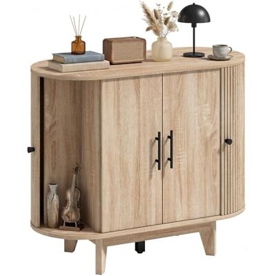 HOMCOM Buffet Salon, Meuble de Rangement Ovale avec 4 Portes et Étagère Réglable, 5 Pieds Stables, Style Moderne, Buffet Salle à Manger et Cuisine, 90x40x76cm, Chêne - Publicité HOMCOM Buffet Salon, Meuble de Rangement Ovale avec 4 Portes et Étagère Réglable, 5 Pieds Stables, Style Moderne, Buffet Salle à Manger et Cuisine, 90x40x76cm, Chêne - Publicité