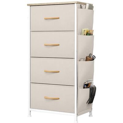 YITAHOME Commode avec Poches latérales et Crochets, Commode à 4 Tiroirs en Tissu Meuble de Rangement avec Dessus en Bois pour Chambre à Coucher, Salon, Chambre d'enfant, Beige - Publicité YITAHOME Commode avec Poches latérales et Crochets, Commode à 4 Tiroirs en Tissu Meuble de Rangement avec Dessus en Bois pour Chambre à Coucher, Salon, Chambre d'enfant, Beige - Publicité