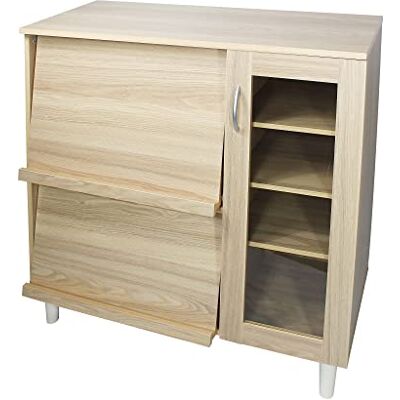 Iris Ohyama Marque Amazon Movian 531509 Buffet multi-rangements avec plateau coulissant et porte vitrée en bois MDF, Engineered Wood, Chêne Clair, KBN-9390 - Publicité Iris Ohyama Marque Amazon Movian 531509 Buffet multi-rangements avec plateau coulissant et porte vitrée en bois MDF, Engineered Wood, Chêne Clair, KBN-9390 - Publicité