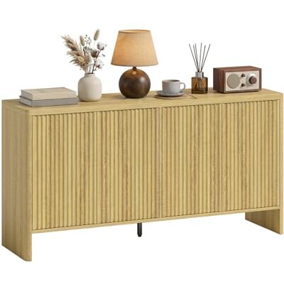 HOMCOM Buffet Salon, Meuble de Rangement avec 4 Portes rainurées et étagère réglable, Ouverture par Pression, Coins arrondis, Style Moderne, Buffet Salle à Manger et Cuisine, 147x40x77cm, chêne - Publicité HOMCOM Buffet Salon, Meuble de Rangement avec 4 Portes rainurées et étagère réglable, Ouverture par Pression, Coins arrondis, Style Moderne, Buffet Salle à Manger et Cuisine, 147x40x77cm, chêne - Publicité