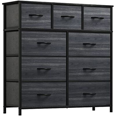 YITAHOME Commode à 9 Tiroirs en Tissu Meuble avec Dessus en Bois et Grand Espace de Rangement Chambre à Coucher, Salon,Chambre d'enfant, Grain de bois noir - Publicité YITAHOME Commode à 9 Tiroirs en Tissu Meuble avec Dessus en Bois et Grand Espace de Rangement Chambre à Coucher, Salon,Chambre d'enfant, Grain de bois noir - Publicité