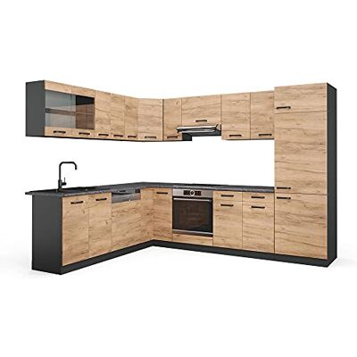 Vicco Cuisine en Angle R-Line, Chêne doré/Anthracite, 287x46cm sans PT, pour Une Extension individuelle avec des modules complémentaires compatibles - Publicité Vicco Cuisine en Angle R-Line, Chêne doré/Anthracite, 287x46cm sans PT, pour Une Extension individuelle avec des modules complémentaires compatibles - Publicité