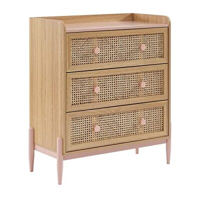 BAÏTA Commode Enfant Pablo Rose et cannage rotin - Publicité BAÏTA Commode Enfant Pablo Rose et cannage rotin - Publicité