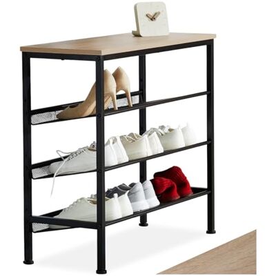 tectake ® Étagère à Chaussures 75,5 x 30,5 x 69,5 cm, Rangement Chaussure 3 étagères grillagées, Style Industriel, Meuble Chaussure Rangement Chaussures Meuble d'entrée Dressing Chambre, Bois Clair - Publicité tectake ® Étagère à Chaussures 75,5 x 30,5 x 69,5 cm, Rangement Chaussure 3 étagères grillagées, Style Industriel, Meuble Chaussure Rangement Chaussures Meuble d'entrée Dressing Chambre, Bois Clair - Publicité