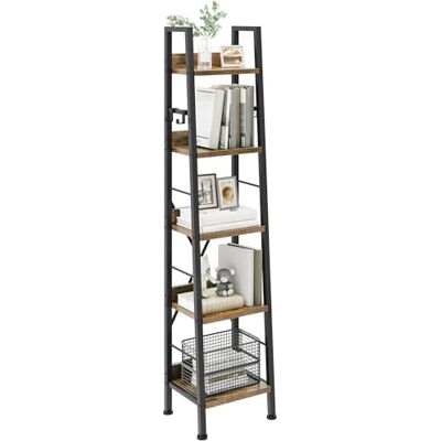 YITAHOME Bibliothèque à 5 Niveaux, échelle Industrielle, étagère à Livres autoportante, étagères en Bois et Cadre en métal, étagère Moderne pour Salon, Couloir, Bureau, Marron Rustique - Publicité YITAHOME Bibliothèque à 5 Niveaux, échelle Industrielle, étagère à Livres autoportante, étagères en Bois et Cadre en métal, étagère Moderne pour Salon, Couloir, Bureau, Marron Rustique - Publicité