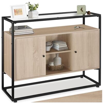 tectake ® Buffet Salon 100 x 38 x 80,5 cm, Style Industriel, Plateau en Verre 95,7 x 30,8 x 0,5 cm, Buffet Salle a Manger, Vaisselier, 6 Compartiments, Meuble de Rangement, Meuble Salon, Bois Clair - Publicité tectake ® Buffet Salon 100 x 38 x 80,5 cm, Style Industriel, Plateau en Verre 95,7 x 30,8 x 0,5 cm, Buffet Salle a Manger, Vaisselier, 6 Compartiments, Meuble de Rangement, Meuble Salon, Bois Clair - Publicité
