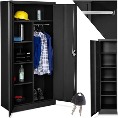 tectake ® Armoire Casier de Rangement Vestiaire Bureau en Metal 180x80x40cm avec 2 Portes verrouillables, 6 étagères de Rangement, Armoire avec Serrure Mobilier Bureau - Publicité tectake ® Armoire Casier de Rangement Vestiaire Bureau en Metal 180x80x40cm avec 2 Portes verrouillables, 6 étagères de Rangement, Armoire avec Serrure Mobilier Bureau - Publicité