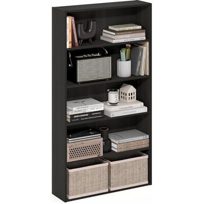 Furinno Basic Bibliothèque À 5 Niveaux, Étagère De Rangement Cubique, 7 X 24 X 44, pour Salon, Chambre, Bureau, Couleur Expresso, Espresso - Publicité Furinno Basic Bibliothèque À 5 Niveaux, Étagère De Rangement Cubique, 7 X 24 X 44, pour Salon, Chambre, Bureau, Couleur Expresso, Espresso - Publicité
