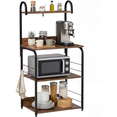 HOMCOM Étagère de Cuisine étagère Micro-Onde Meuble Micro-Onde 3 étagères, Plateau, Crochets Aspect Effet Bois d'acajou châssis Acier Noir - Publicité HOMCOM Étagère de Cuisine étagère Micro-Onde Meuble Micro-Onde 3 étagères, Plateau, Crochets Aspect Effet Bois d'acajou châssis Acier Noir - Publicité