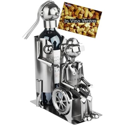 BRUBAKER Porte-Bouteille de Vin Soignant avec Fauteuil Roulant Sculpture en Métal avec Fauteuil Roulant Cadeau pour Personnes en Fauteuil, Les Infirmiers et Les Aides-Soignants avec Carte Cadeau - Publicité BRUBAKER Porte-Bouteille de Vin Soignant avec Fauteuil Roulant Sculpture en Métal avec Fauteuil Roulant Cadeau pour Personnes en Fauteuil, Les Infirmiers et Les Aides-Soignants avec Carte Cadeau - Publicité