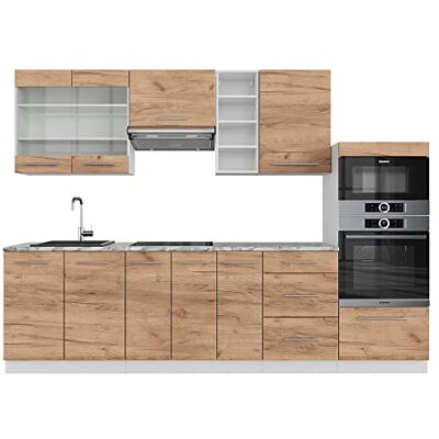 Vicco Cuisine Fame-Line, Chêne doré/Blanc, 280cm, PT Marbre, pour Une Extension personnalisée avec des modules complémentaires adaptés - Publicité Vicco Cuisine Fame-Line, Chêne doré/Blanc, 280cm, PT Marbre, pour Une Extension personnalisée avec des modules complémentaires adaptés - Publicité