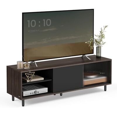 VASAGLE Meuble TV, Assemblage Ultra-Rapide sans Outils Toolless, Table Télé, pour Téléviseur Jusqu’à 32/45/50/55/60 Pouces, Salon, Verre Cannelé, Moderne, 140 x 39 x 45 cm, Marron Cendré LTV466K02 - Publicité VASAGLE Meuble TV, Assemblage Ultra-Rapide sans Outils Toolless, Table Télé, pour Téléviseur Jusqu’à 32/45/50/55/60 Pouces, Salon, Verre Cannelé, Moderne, 140 x 39 x 45 cm, Marron Cendré LTV466K02 - Publicité