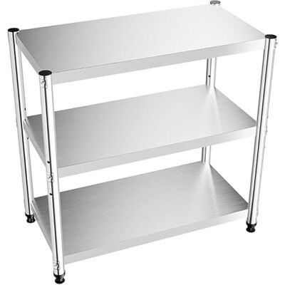KigerNee Table de cuisine en acier inoxydable à 3 étages 80 x 80 x 40 cm Étagère de rangement pour garde-manger, restaurants, cuisines, grandes cuisines Charge maximale : 50 kg - Publicité KigerNee Table de cuisine en acier inoxydable à 3 étages 80 x 80 x 40 cm Étagère de rangement pour garde-manger, restaurants, cuisines, grandes cuisines Charge maximale : 50 kg - Publicité
