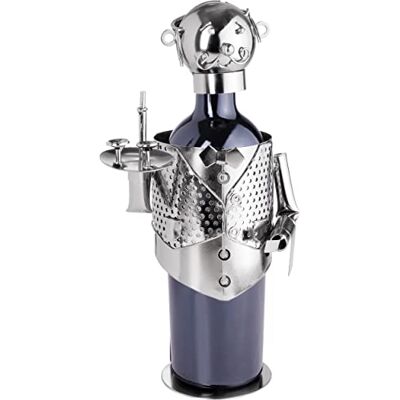 BRUBAKER Porte-Bouteille de vin Serveur/Sommelier Sculpture en Métal Carte de voeux INCL. Idée Cadeau Originale - Publicité BRUBAKER Porte-Bouteille de vin Serveur/Sommelier Sculpture en Métal Carte de voeux INCL. Idée Cadeau Originale - Publicité