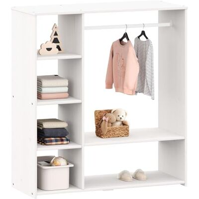 IDIMEX Penderie pour Enfant Rafael avec étagères en pin Massif, Portant à vêtements Montessori en Bois Coloris Blanc - Publicité IDIMEX Penderie pour Enfant Rafael avec étagères en pin Massif, Portant à vêtements Montessori en Bois Coloris Blanc - Publicité