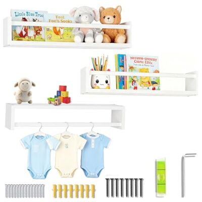 Nzkeuf Lot de 3 Étagères Murales Flottantes pour Enfants, Etagere Murale Enfant en Bois Massif, pour Chambre d'enfant, Chambre à Coucher, Salon, Salle de Bain, Cuisine, etc - Publicité Nzkeuf Lot de 3 Étagères Murales Flottantes pour Enfants, Etagere Murale Enfant en Bois Massif, pour Chambre d'enfant, Chambre à Coucher, Salon, Salle de Bain, Cuisine, etc - Publicité