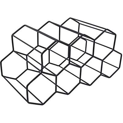 ULIJTH Casier à vin de table hexagonal pour 7 bouteilles de vin, support de comptoir en métal nid d'abeille, porte-bouteilles noir, argenté, doré - Publicité ULIJTH Casier à vin de table hexagonal pour 7 bouteilles de vin, support de comptoir en métal nid d'abeille, porte-bouteilles noir, argenté, doré - Publicité