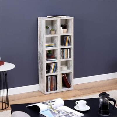 IDIMEX Etagères modulables Musique pour CD et DVD, Lot de 2 Meubles de Rangement en Colonne avec 10 Compartiments, en mélaminé décor Shabby Chic Vintage - Publicité IDIMEX Etagères modulables Musique pour CD et DVD, Lot de 2 Meubles de Rangement en Colonne avec 10 Compartiments, en mélaminé décor Shabby Chic Vintage - Publicité