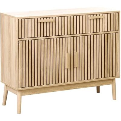 Beliani Commode Buffet Scandinave avec Tiroirs Compartiment de Rangement avec Portes Bois Clair Lynwood - Publicité Beliani Commode Buffet Scandinave avec Tiroirs Compartiment de Rangement avec Portes Bois Clair Lynwood - Publicité