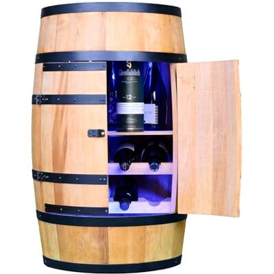 Creative Tonneau à vin avec LED RGB Table Haute avec Porte, Chaise Longue et étagère Armoire à Alcool Étagère à Bouteilles Tonneau en Bois Casier à vin en Bois 80 cm Chêne - Publicité Creative Tonneau à vin avec LED RGB Table Haute avec Porte, Chaise Longue et étagère Armoire à Alcool Étagère à Bouteilles Tonneau en Bois Casier à vin en Bois 80 cm Chêne - Publicité