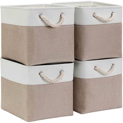 Mangata Cube de Rangement en Tissu, Boîte de Rangement Pliable, Blanc Kaki Clair, 28x28x28cm, 4 - Publicité Mangata Cube de Rangement en Tissu, Boîte de Rangement Pliable, Blanc Kaki Clair, 28x28x28cm, 4 - Publicité