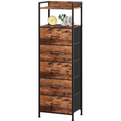 Somdot Commode Chambre, Meuble de Rangement Haute en Tissu avec Cadre en Acier, Chiffonnier pour Adult Salon Couloir Entrée Placard, 29P x 38,7l x 107H (5 Tiroirs), imprimé Grain de Bois - Publicité Somdot Commode Chambre, Meuble de Rangement Haute en Tissu avec Cadre en Acier, Chiffonnier pour Adult Salon Couloir Entrée Placard, 29P x 38,7l x 107H (5 Tiroirs), imprimé Grain de Bois - Publicité
