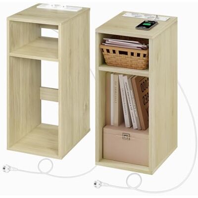 WOLTU Lot de 2 Tables de Chevet, Table d’appoint avec Station de Charge, 2 Compartiments Ouverts, 2 Ports USB+2 Prises, Couleur Grain Bois Clair, NTS06hei-2 - Publicité WOLTU Lot de 2 Tables de Chevet, Table d’appoint avec Station de Charge, 2 Compartiments Ouverts, 2 Ports USB+2 Prises, Couleur Grain Bois Clair, NTS06hei-2 - Publicité