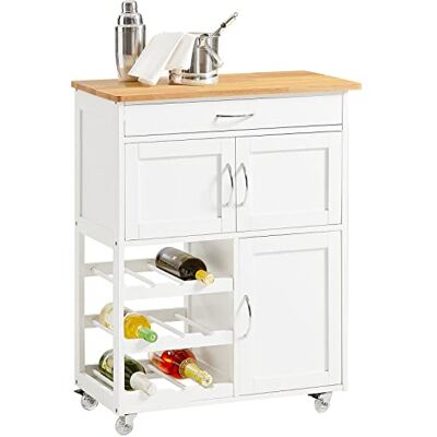 SoBuy Meuble Cuisine à roulettes avec Plan de Travail Desserte Cuisine avec tiroirs, Range-Bouteilles îlot Central Compact pour Cuisine, Salle à Manger et extérieur Blanc 67x38x86cm FKW45-WN - Publicité SoBuy Meuble Cuisine à roulettes avec Plan de Travail Desserte Cuisine avec tiroirs, Range-Bouteilles îlot Central Compact pour Cuisine, Salle à Manger et extérieur Blanc 67x38x86cm FKW45-WN - Publicité