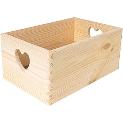 Creative Caisse Bois Rangement Non Peint 30 x 20 x 14 cm (+/- 1 cm) Boîte de Rangement Bois Poignées Forme de Cœur Boite Rangement Cuisine Caisse de Rangement Bureau - Publicité Creative Caisse Bois Rangement Non Peint 30 x 20 x 14 cm (+/- 1 cm) Boîte de Rangement Bois Poignées Forme de Cœur Boite Rangement Cuisine Caisse de Rangement Bureau - Publicité