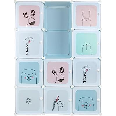 LANTUS Armoire Penderie Portable, Étagère de Rangement, Cubes de Stockage Modulaire en Plastique, Assemblage Facile pour Vêtements, Accessoires, Jouets,110 * 145 * 37cm-Bleu - Publicité LANTUS Armoire Penderie Portable, Étagère de Rangement, Cubes de Stockage Modulaire en Plastique, Assemblage Facile pour Vêtements, Accessoires, Jouets,110 * 145 * 37cm-Bleu - Publicité