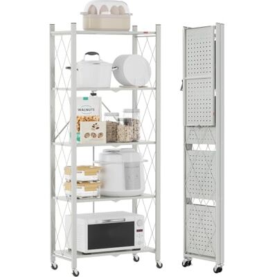 DEANIC Étagères de Rangement Pliantes en métal à 5 Niveaux pour Rangement 61 x 147 x 28 cm Étagères d'angle à roulettes pour Cuisine, Garde-Manger, bibliothèque pour Salon Gris - Publicité DEANIC Étagères de Rangement Pliantes en métal à 5 Niveaux pour Rangement 61 x 147 x 28 cm Étagères d'angle à roulettes pour Cuisine, Garde-Manger, bibliothèque pour Salon Gris - Publicité