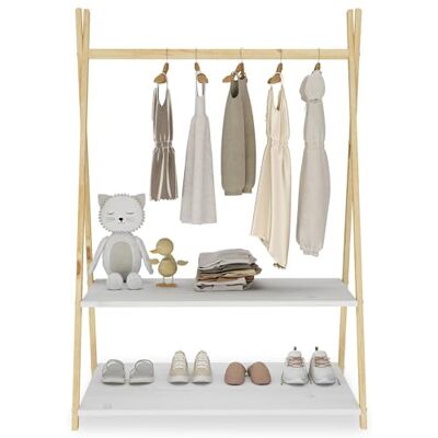 IDIMEX Penderie Enfant Danilo avec Tringle à vêtements et Deux étagères, Design tipi, en Bois Massif, 83 x 115 x 50 cm, Coloris Naturel/Blanc - Publicité IDIMEX Penderie Enfant Danilo avec Tringle à vêtements et Deux étagères, Design tipi, en Bois Massif, 83 x 115 x 50 cm, Coloris Naturel/Blanc - Publicité