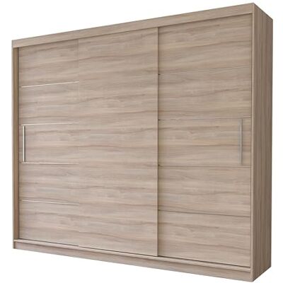 Fabryka Mebli Idźczak Sonoma Armoire à portes coulissantes pour chambre à coucher, salon, penderie moderne 61 x 250 x 218 cm - Publicité Fabryka Mebli Idźczak Sonoma Armoire à portes coulissantes pour chambre à coucher, salon, penderie moderne 61 x 250 x 218 cm - Publicité