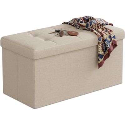 Relaxdays Banc , Rangement, Tissu, Pliable, rembourré, Couloir, Chambre, H x L x P 38 x 76 x 38 cm, Beige - Publicité Relaxdays Banc , Rangement, Tissu, Pliable, rembourré, Couloir, Chambre, H x L x P 38 x 76 x 38 cm, Beige - Publicité