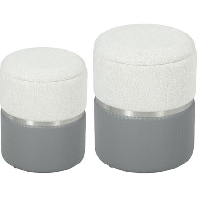 HOMCOM Lot de 2 poufs de Rangement, coffres de Rangement Ronds, rembourrés en Chenille et PU, Assise rembourrée, pour Couloir, Chambre, Salon, Gris et crème - Publicité HOMCOM Lot de 2 poufs de Rangement, coffres de Rangement Ronds, rembourrés en Chenille et PU, Assise rembourrée, pour Couloir, Chambre, Salon, Gris et crème - Publicité