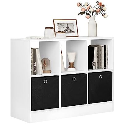WOLTU Bibliothèque Étagère, Meuble Cube avec 6 Casiers et 3 Tiroirs en Tissu, Organisation pour Salon, Bureau, Chambre d'enfant, 30 x 80 x 60 cm, Blanc - Publicité WOLTU Bibliothèque Étagère, Meuble Cube avec 6 Casiers et 3 Tiroirs en Tissu, Organisation pour Salon, Bureau, Chambre d'enfant, 30 x 80 x 60 cm, Blanc - Publicité