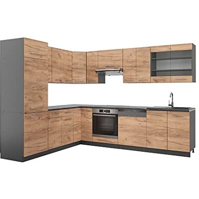 Vicco Cuisine en Angle Fame-Line, Chêne doré/Anthracite, 287x60cm, PT Anthracite, pour Une Conception de Cuisine Flexible et Une Extension personnalisée - Publicité Vicco Cuisine en Angle Fame-Line, Chêne doré/Anthracite, 287x60cm, PT Anthracite, pour Une Conception de Cuisine Flexible et Une Extension personnalisée - Publicité