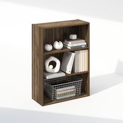 Furinno Simple Étagère, Bibliothèque À 3 Niveaux, Étagères De Rangement, 24,6 x 60,2 x 80 cm, pour Salon, Chambre, Bureau, Noyer Columbia. Publicité Furinno Simple Étagère, Bibliothèque À 3 Niveaux, Étagères De Rangement, 24,6 x 60,2 x 80 cm, pour Salon, Chambre, Bureau, Noyer Columbia. Publicité