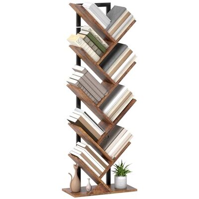 HOMCOM Bibliothèque Arbre à 9 Niveaux, Meuble de Rangement Industriel avec Cadre en Acier, pour Livres, CD, DVD, Albums dans Salon, Chambre, Bureau, 50 x 24 x 136 cm, Brun Rustique - Publicité HOMCOM Bibliothèque Arbre à 9 Niveaux, Meuble de Rangement Industriel avec Cadre en Acier, pour Livres, CD, DVD, Albums dans Salon, Chambre, Bureau, 50 x 24 x 136 cm, Brun Rustique - Publicité