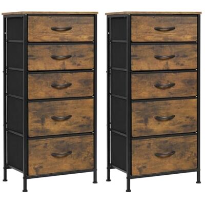 WOLTU Commode, Meuble de Rangement, Lot de 2, Chiffonnier avec 5 Tiroirs en Tissu, Armoire, en MDF Cadre en métal, Marron Rustique, Style Industriel Vintage, SSK004hov-2 - Publicité WOLTU Commode, Meuble de Rangement, Lot de 2, Chiffonnier avec 5 Tiroirs en Tissu, Armoire, en MDF Cadre en métal, Marron Rustique, Style Industriel Vintage, SSK004hov-2 - Publicité