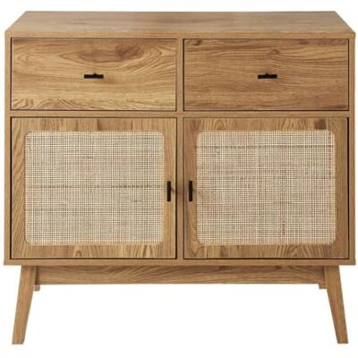 Calicosy Commode ALIA 2 Portes Rotin 2 Tiroirs L90 x H79 cm - Publicité Calicosy Commode ALIA 2 Portes Rotin 2 Tiroirs L90 x H79 cm - Publicité